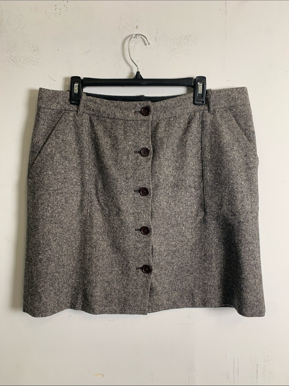 Eddie Bauer Gray Button-Front Mini Skirt